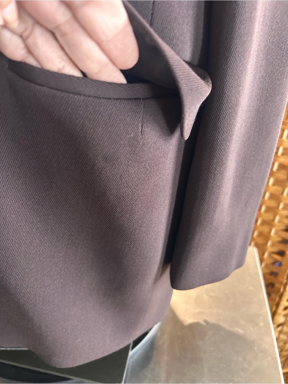 Vintage Lauren Ralph Lauren Wool Long Blazer Brown Leather Collar Equestrian 12 - Picture 4 of 13